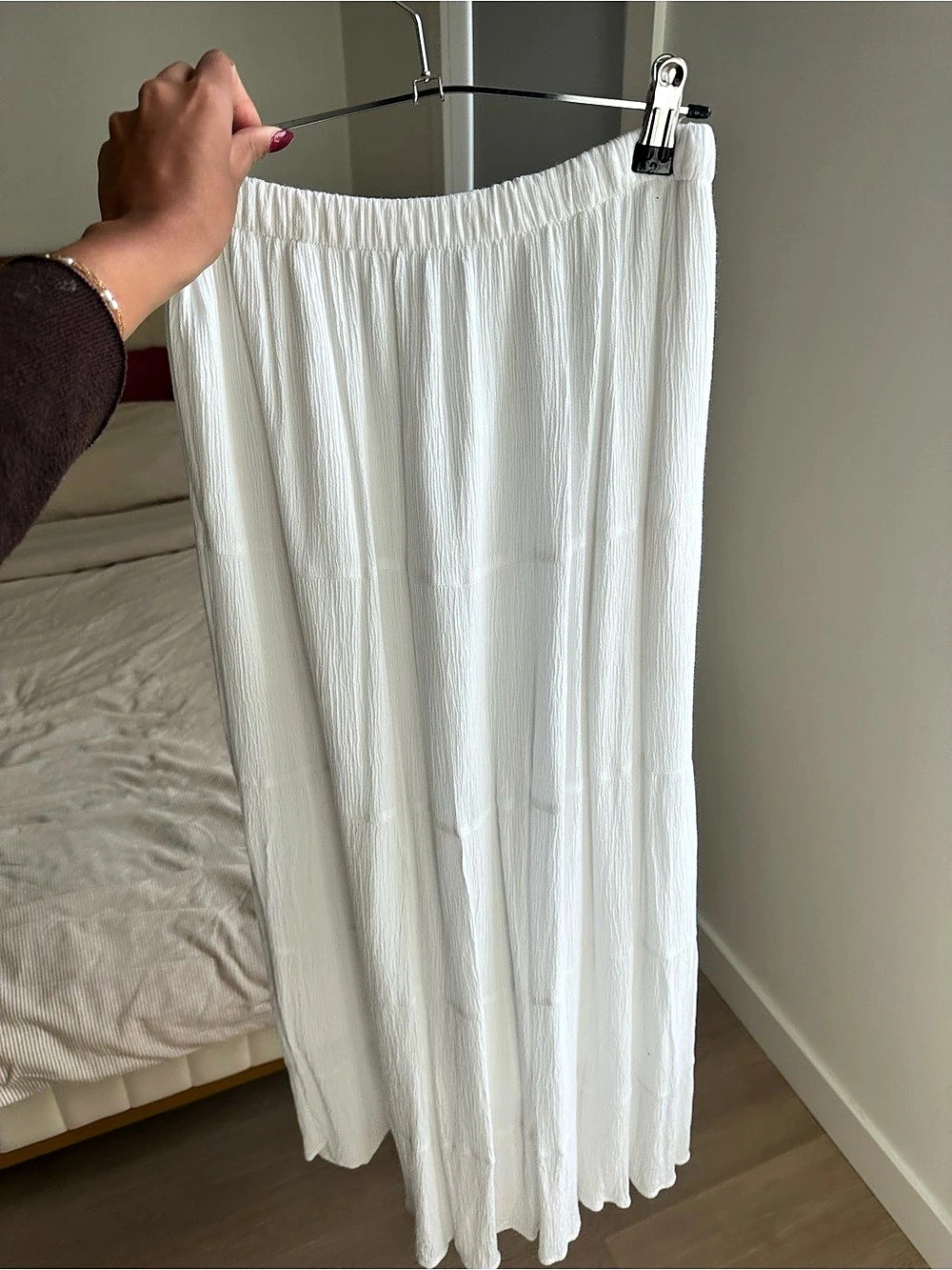 Hollister Adjustable-Rise Tiered Maxi Skirt White - Size Small